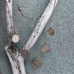 Anna Beck Disc Circle Pendant Chain Necklace 925 and Gold Vermeil Vintage Rare